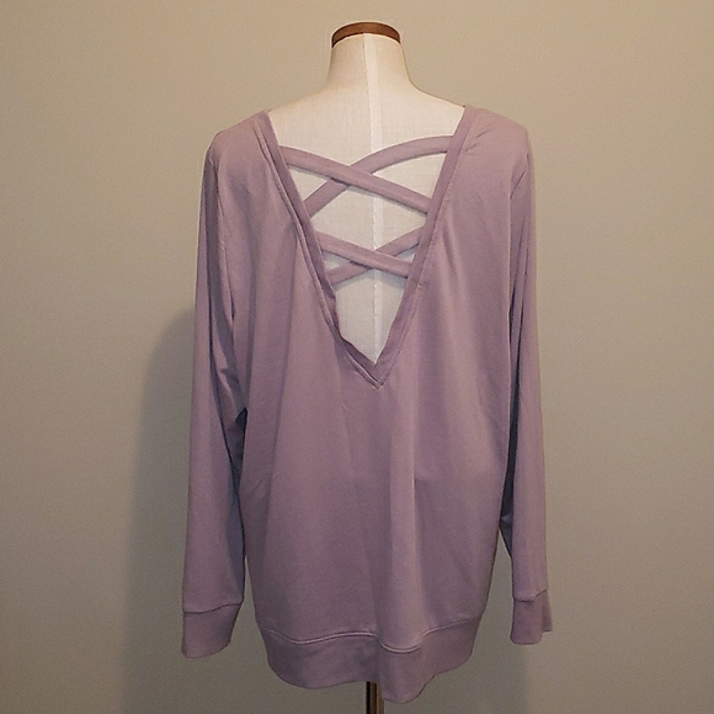 Torrid Plunging Criss Cross Back Activewear Athleisure Purple Sweatshirt 3X - Picture 8 of 16